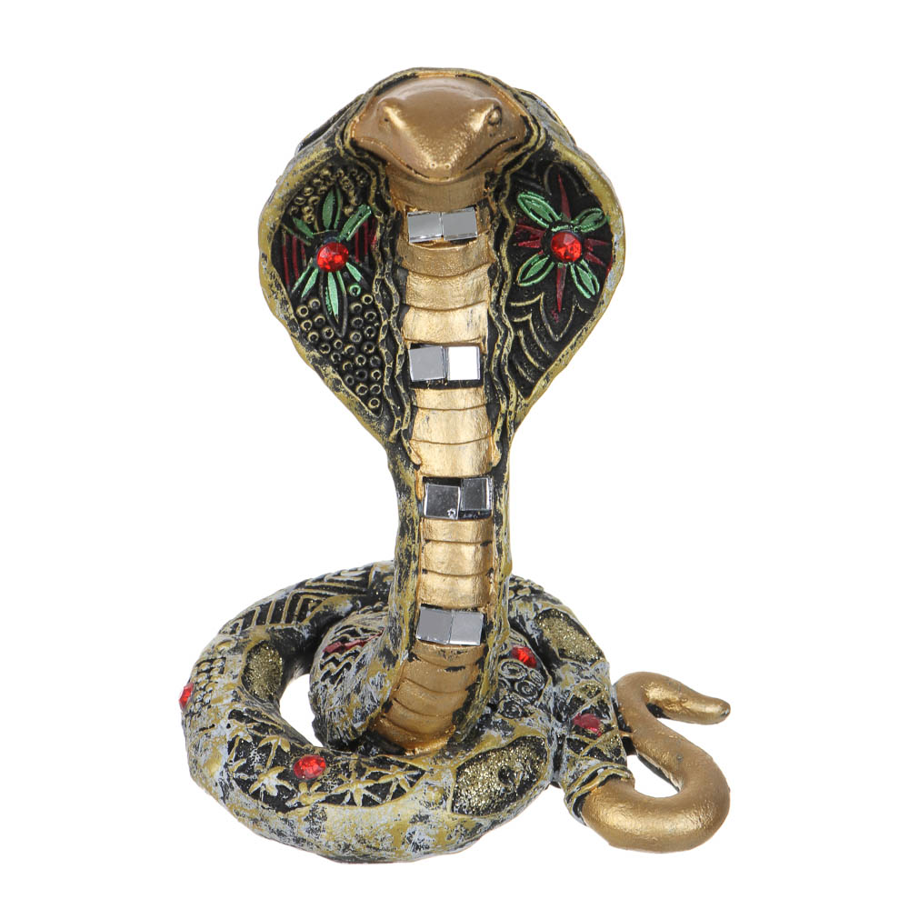 СНОУ БУМ Сувенир "Кобра" в этническом стиле, 11х8,5х15,5 см, полистоун, стразы, золото, арт.№ 398-812
