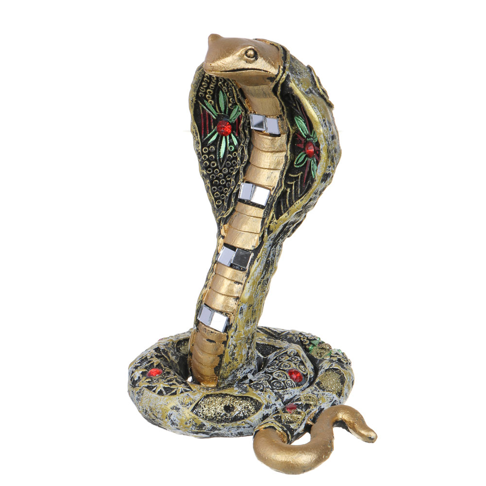 СНОУ БУМ Сувенир "Кобра" в этническом стиле, 11х8,5х15,5 см, полистоун, стразы, золото, арт.№ 398-812