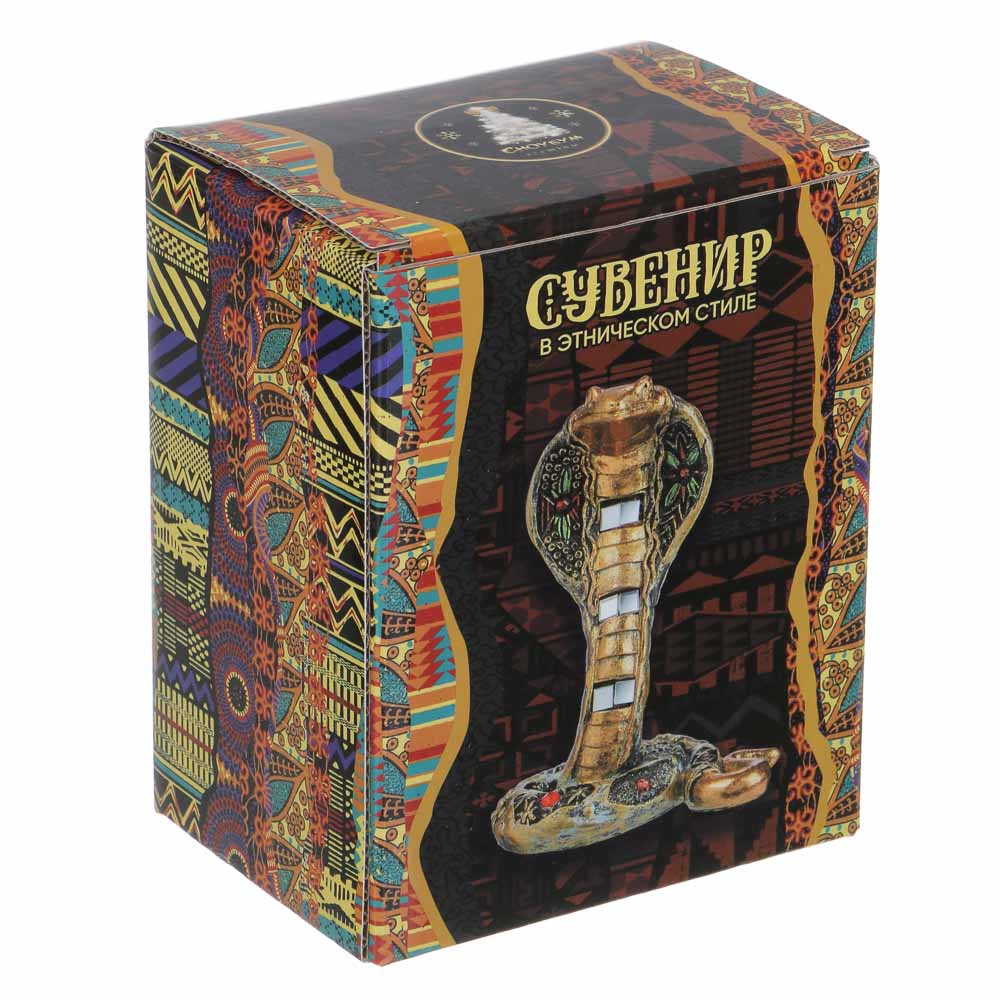 СНОУ БУМ Сувенир "Кобра" в этническом стиле, 8х6х10,5 см, полистоун, стразы, золото, арт.№ 398-813