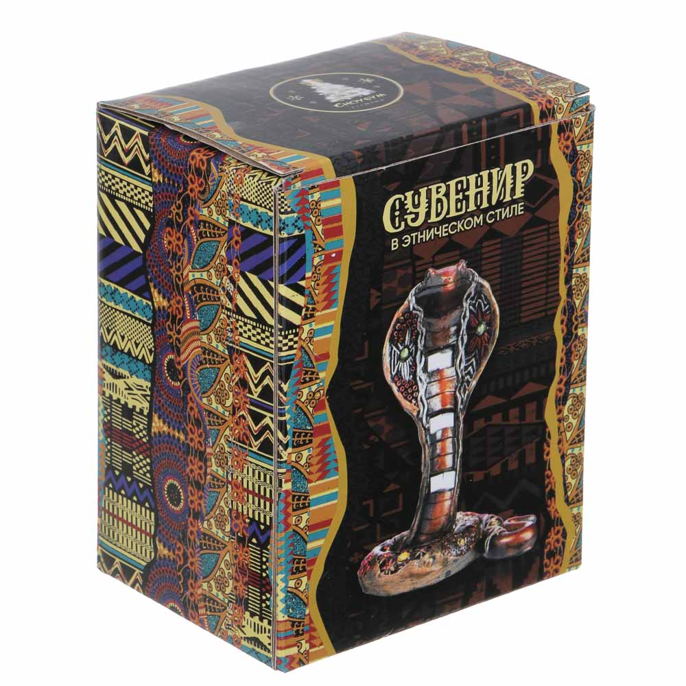 СНОУ БУМ Сувенир "Кобра" в этническом стиле, 8х6х10,5 см, полистоун, стразы, цвет венге, арт.№ 398-814