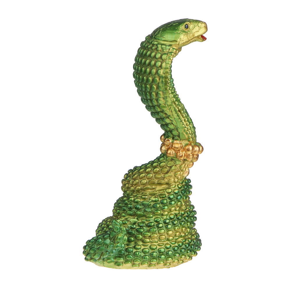 СНОУ БУМ Сувенир "Индийская кобра" 6х6,5х11 см, полистоун, зеленый, золото, арт.№ 398-816