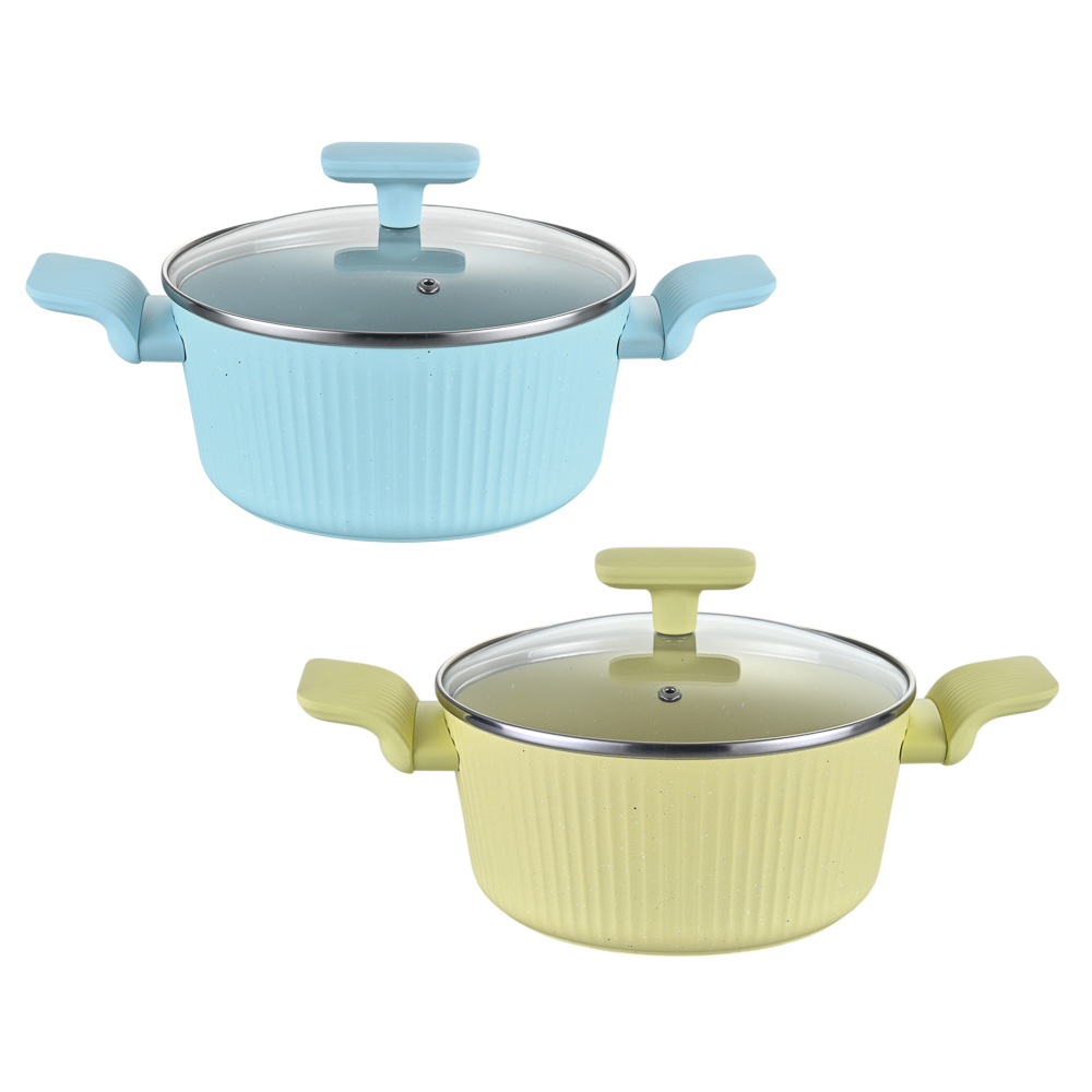 Кастрюля тм SATOSHI Орра, 2,3л, d20см, с крышкой, антипригарное покрытие мрамор, индукция, 2 цвета, арт.№ 846-787