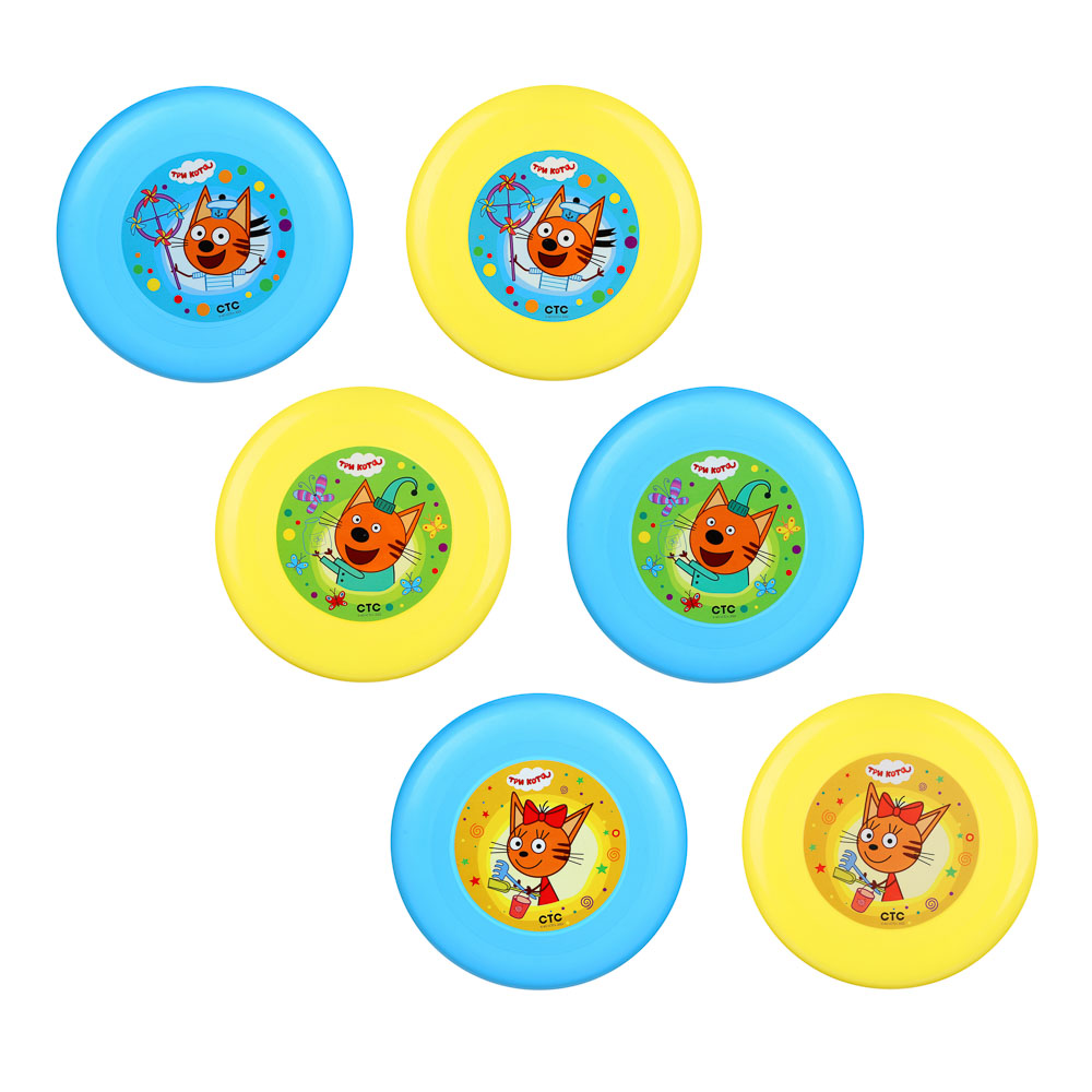 ИГРОЛЕНД Летающая тарелка "Три кота", 19-20см, пластик, 2 цвета, арт.№ 900-019