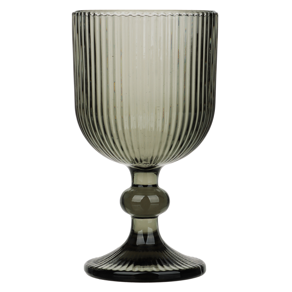 MILLIMI Бокал для вина Грея, 240мл, стекло, серый, рифленый, арт.№ 878-627