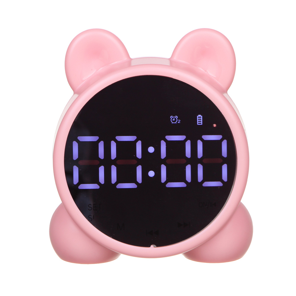 LADECOR CHRONO Часы-будильник с циферблатом 8х9.5х3.5см, FM, колонка, блютус, USB, пластик, 2 цвета, арт.№ 529-198
