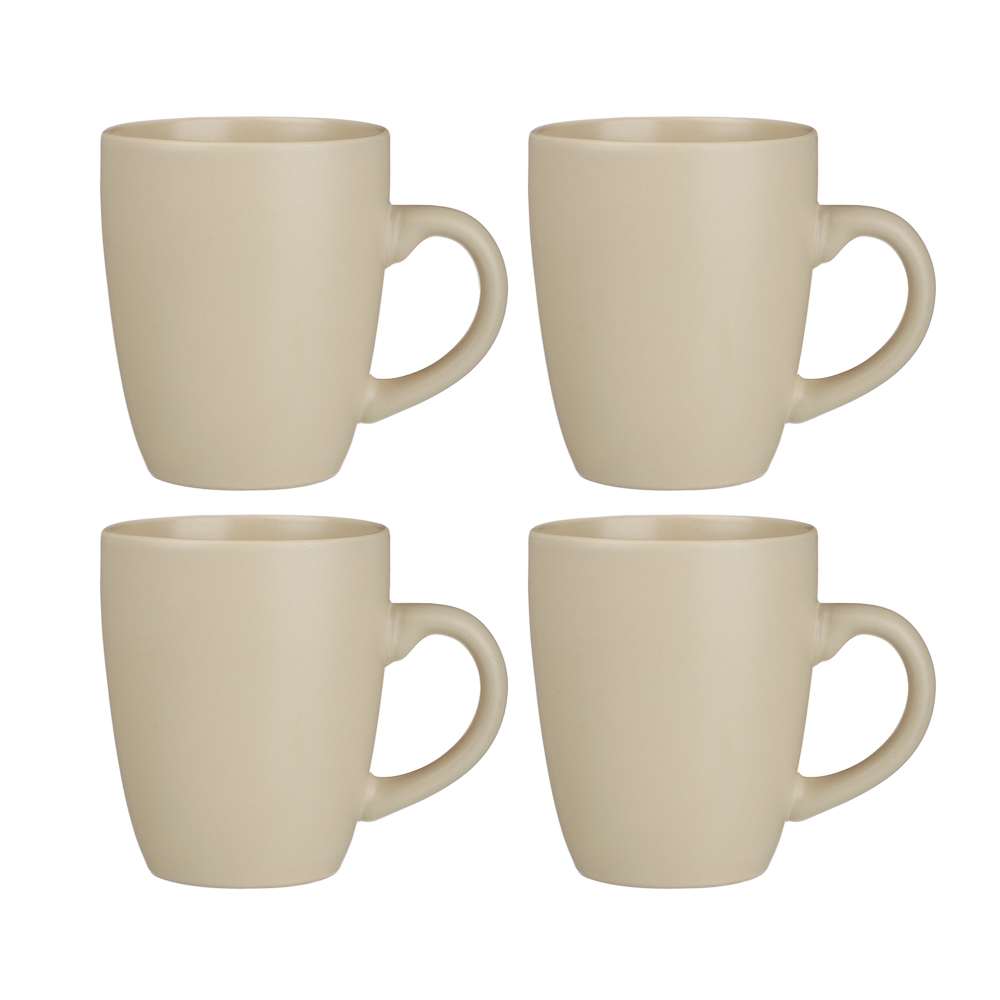 Набор столовой посуды MILLIMI 16 предметов (тарелка 26 см х 4 шт., тарелка 20 см х 4 шт., салатник 650 мл х 4 шт., кружка 340 мл х 4 шт.), керамика, кремовый, арт.№ 824-235