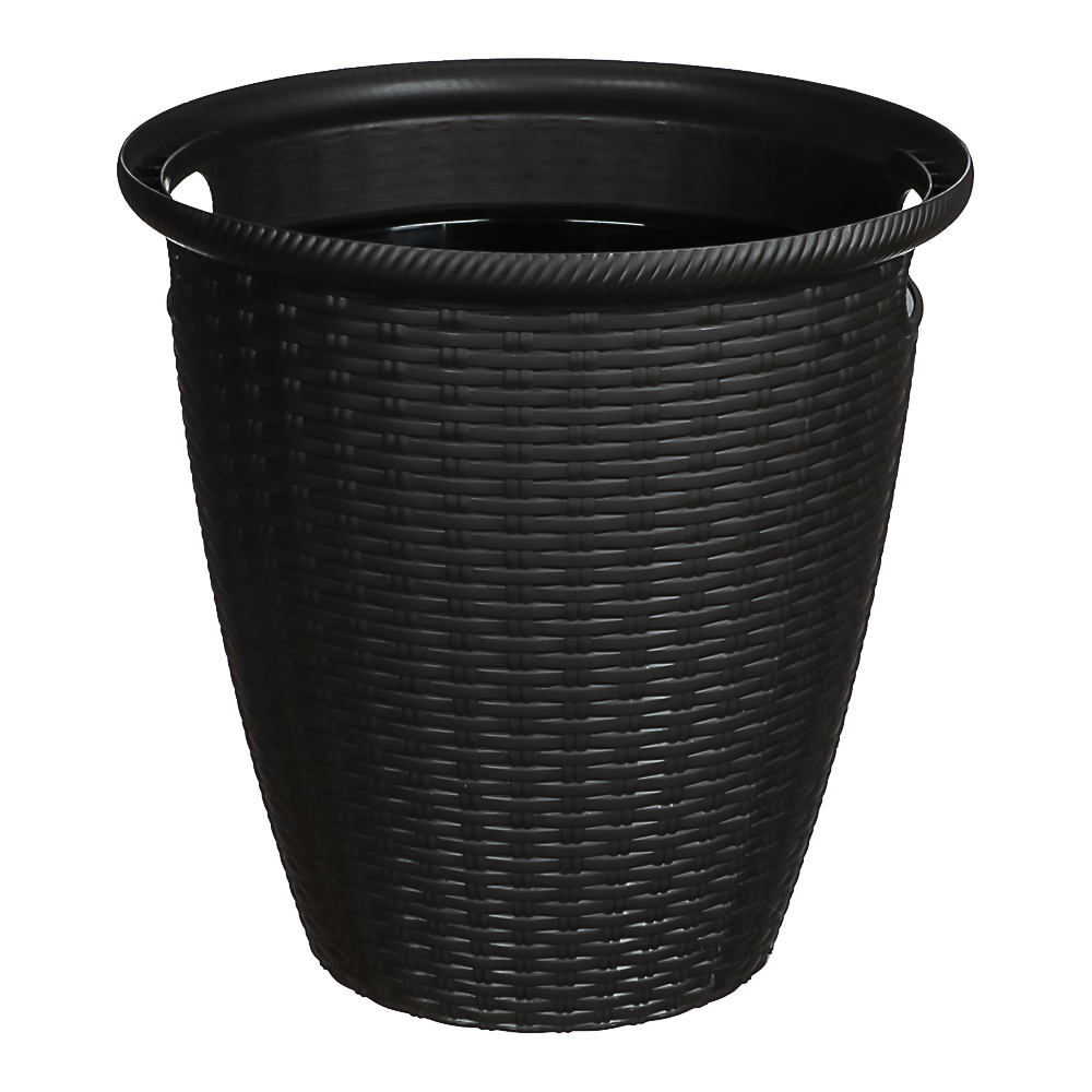 Кашпо InGreen Rattan D 328мм 20л с внутренним горшком 11 л, Горький шоколад, арт.№ 164-352