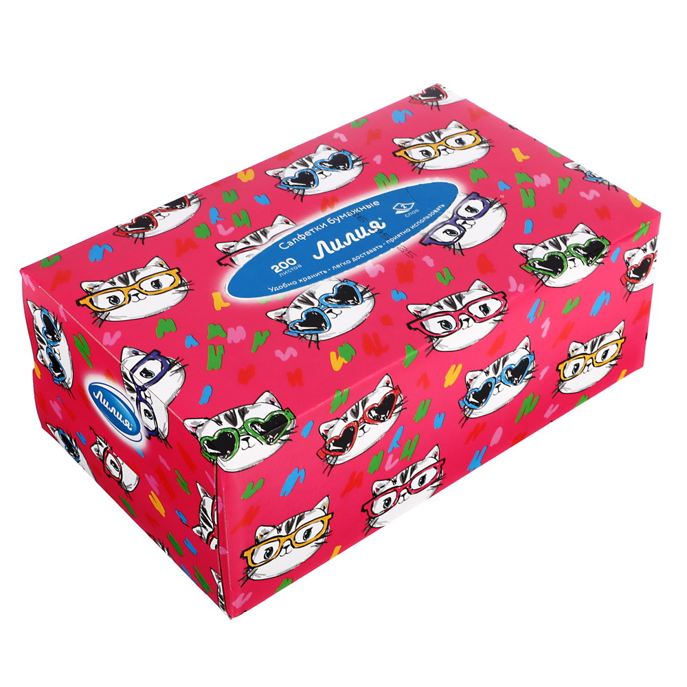 Салфетки бумажные двухслойные Лилия non-stop, 4 дизайна, 200л, арт.№ 912-030