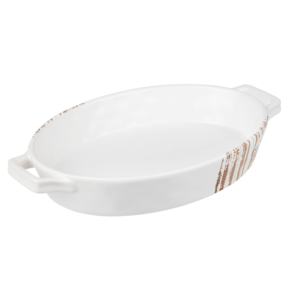 MILLIMI Форма для запекания и сервировки овальная с ручками, керамика, 31х20,5х5 см, объем 1,1 л, белая, арт.№ 826-387