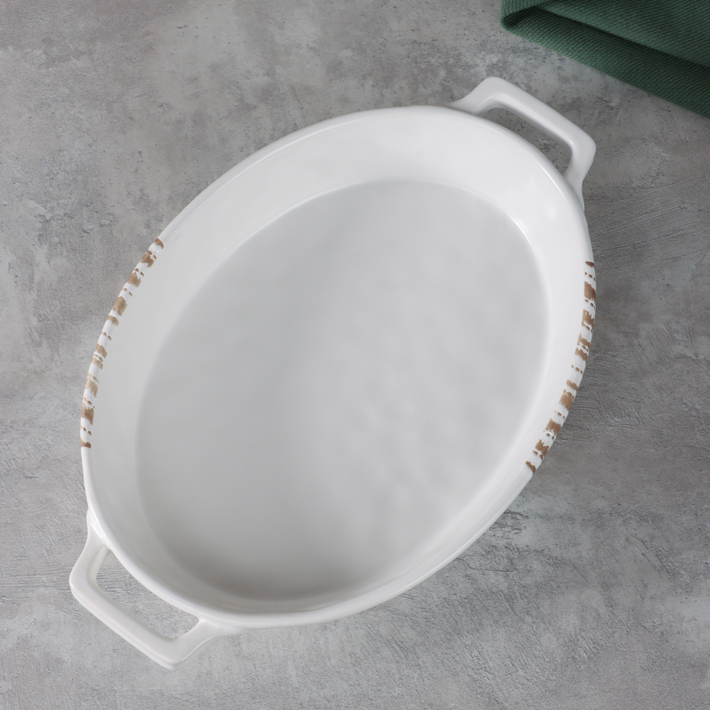 MILLIMI Форма для запекания и сервировки овальная с ручками, керамика, 31х20,5х5 см, объем 1,1 л, белая, арт.№ 826-387