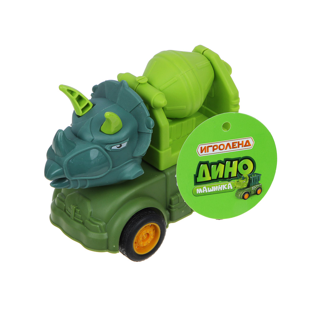 ИГРОЛЕНД Машинка инерционная Дино-спецтехника, зеленая, ABS, 13,5x10,5x5,7см, 6 дизайнов, арт.№ 292-296