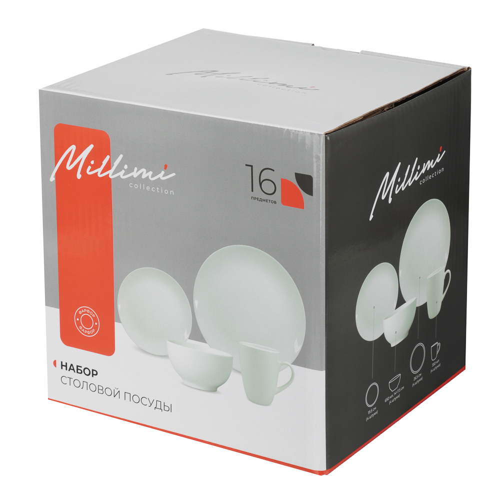MILLIMI Набор посуды 16 предметов, белый, фарфор, арт.№ 816-038