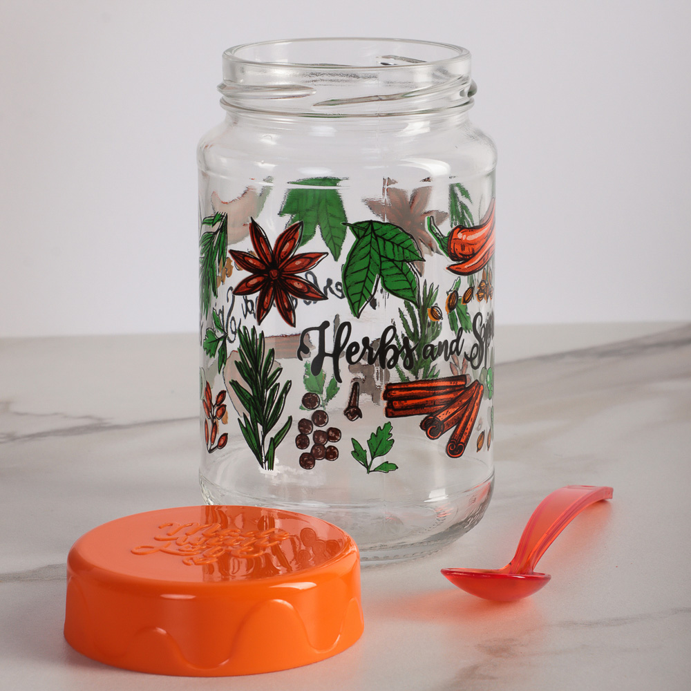 HEREVIN Банка для специй с ложкой, 370мл, стекло, 3 цвета, 131507-800, арт.№ 828-243