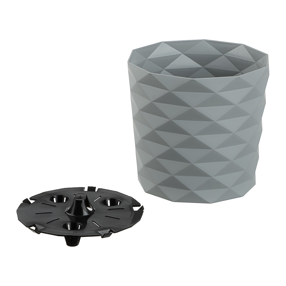 Кашпо для цветов "Диамант" 1,5л, d14см, h13см, цвет серый жемчуг, арт.№ 164-422