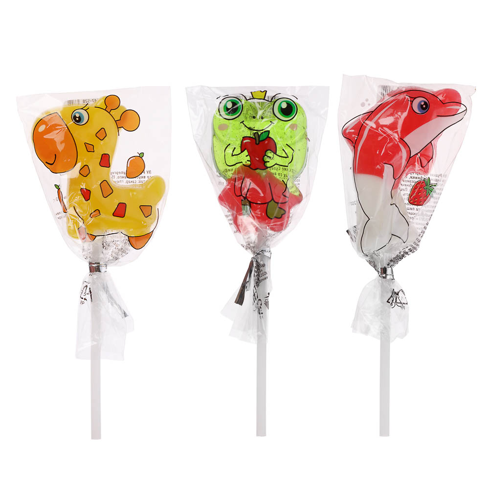 BY Русские Супергерои Леденец в виде животных со вкусом клубника/манго/яблоко 15 гр., арт.№ 347-528