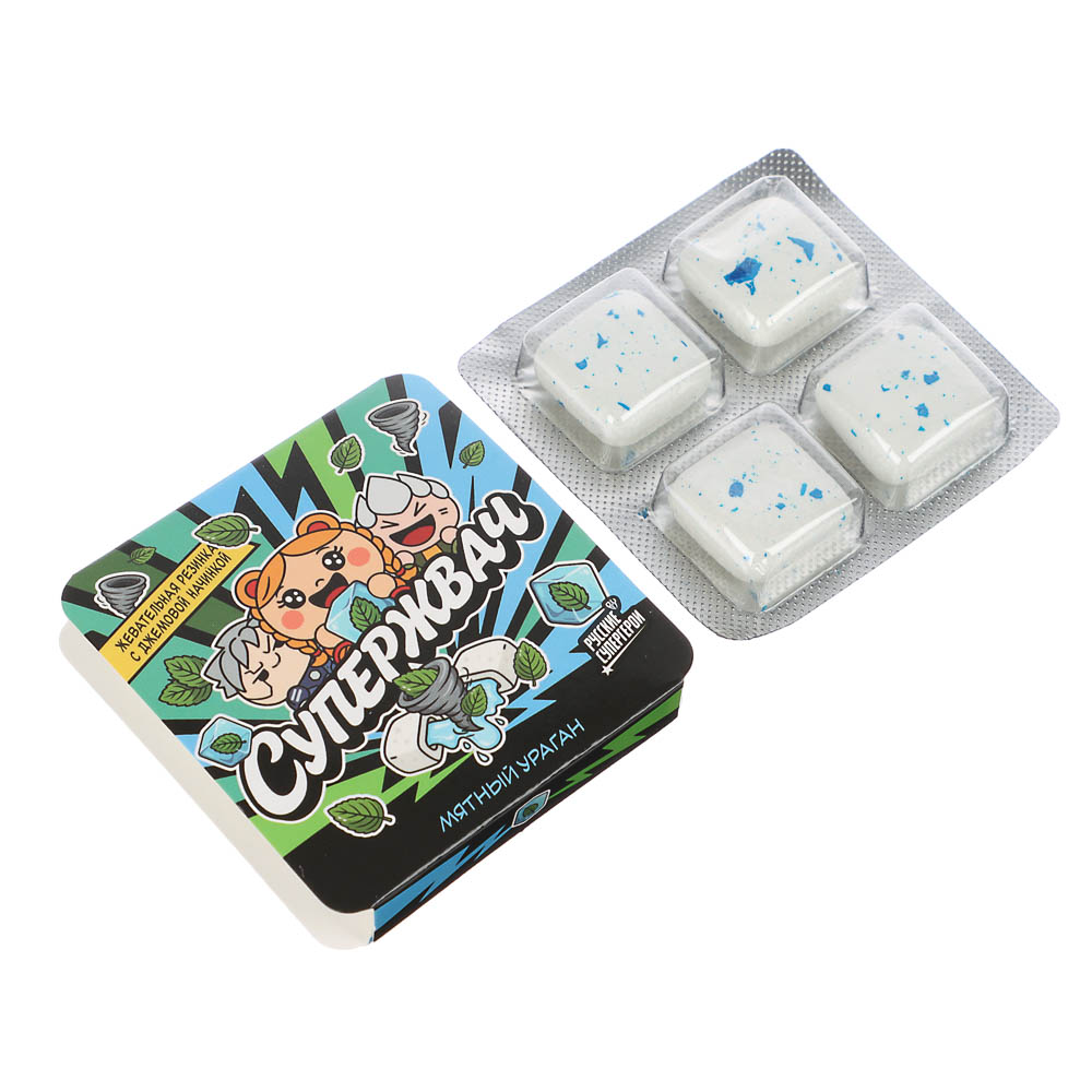 BY Русские Супергерои Жевательная резинка с джемовой начинкой со вкусом арбуз/вишня/мята 13,5 гр., арт.№ 347-529