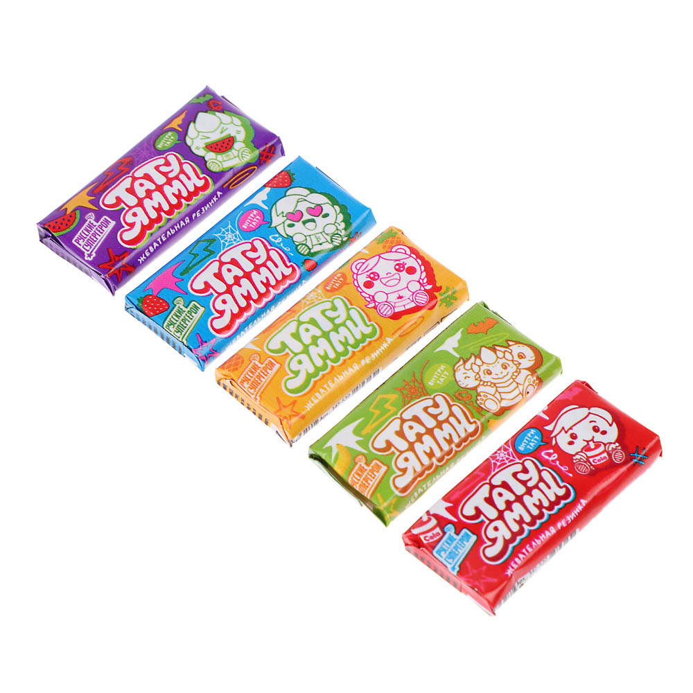 BY Русские Супергерои Жевательная резинка с тату со вкусом клубникой/арбуз/кола/ананас/банан 2,3 гр., арт.№ 347-530