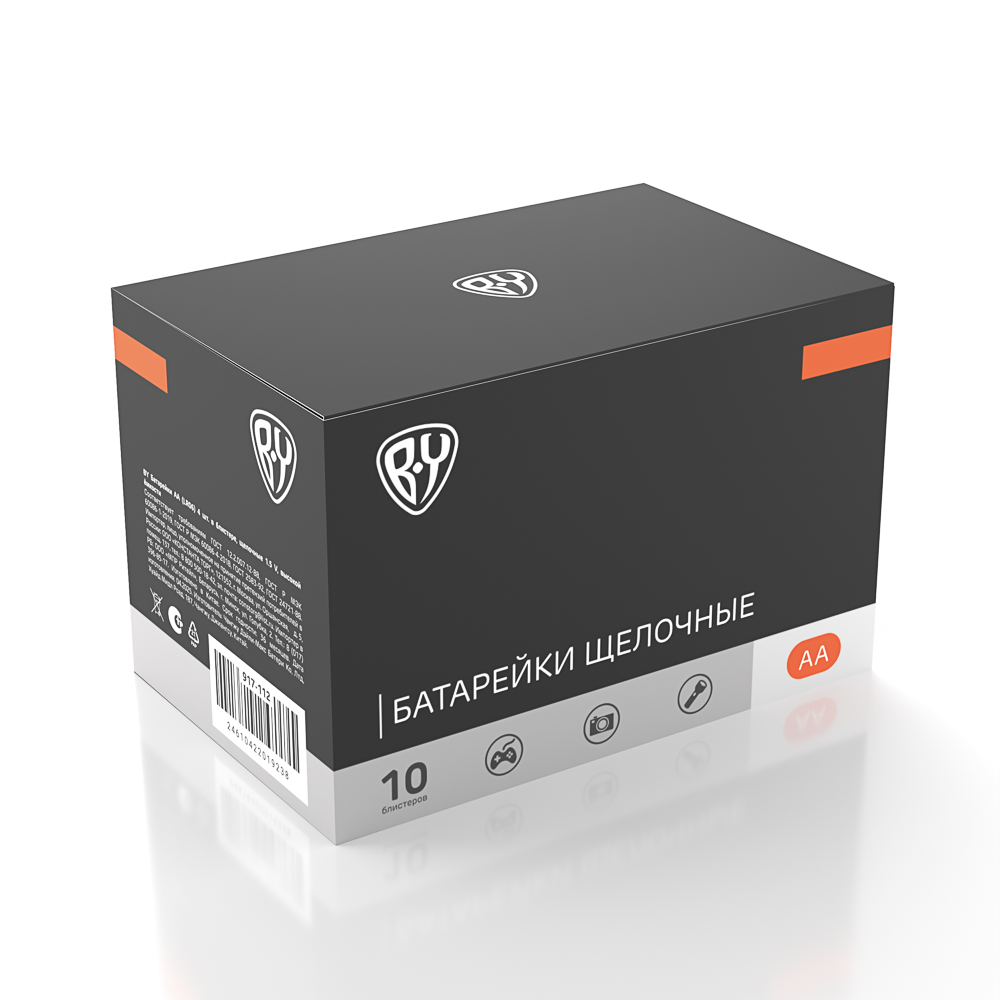 Батарейки AA BY (LR06) 4шт в блистере, щелочные 1.5V, высокой ёмкости, арт.№ 917-112