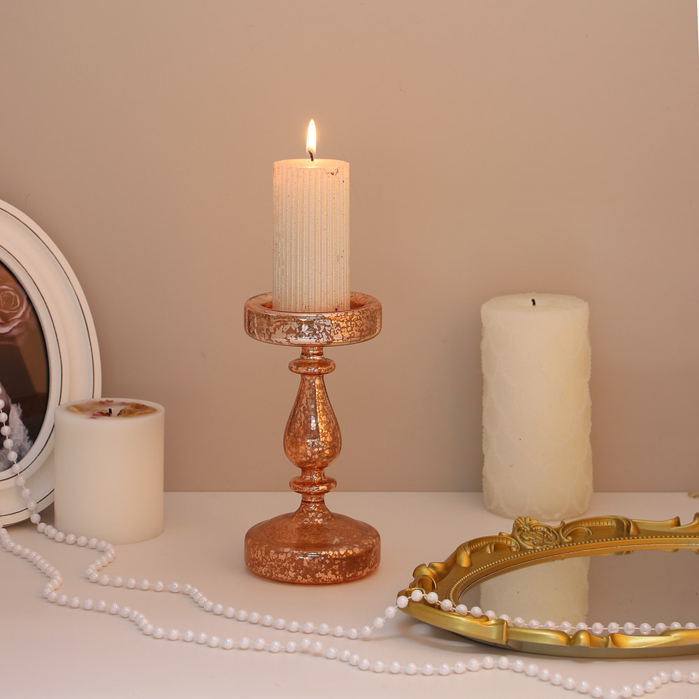 BY COLLECTION White Line Подсвечник, 9х17,5см, стекло, арт.№ 820-867