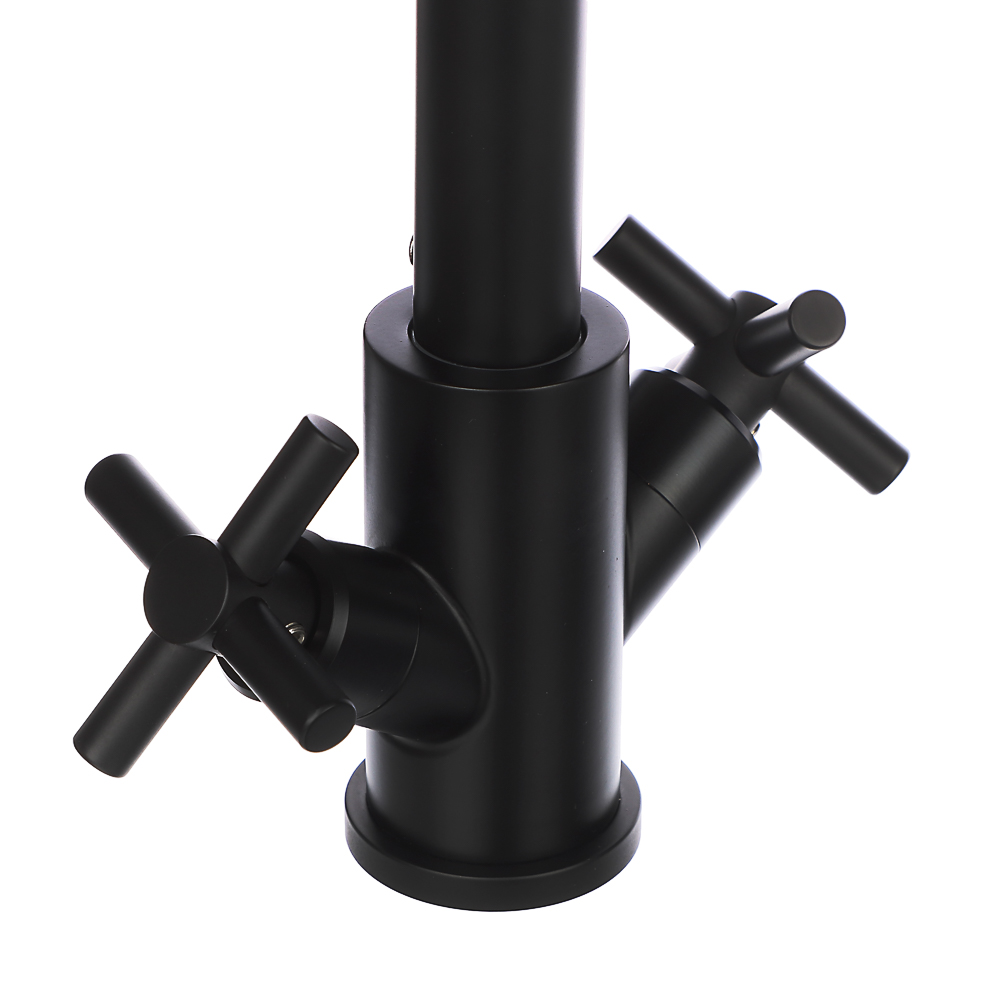 СоюзКран Смеситель для кухни, поворотный излив, кер. кран-буксы 1/2, черный, нерж.сталь, SS01-R240, арт.№ 567-006