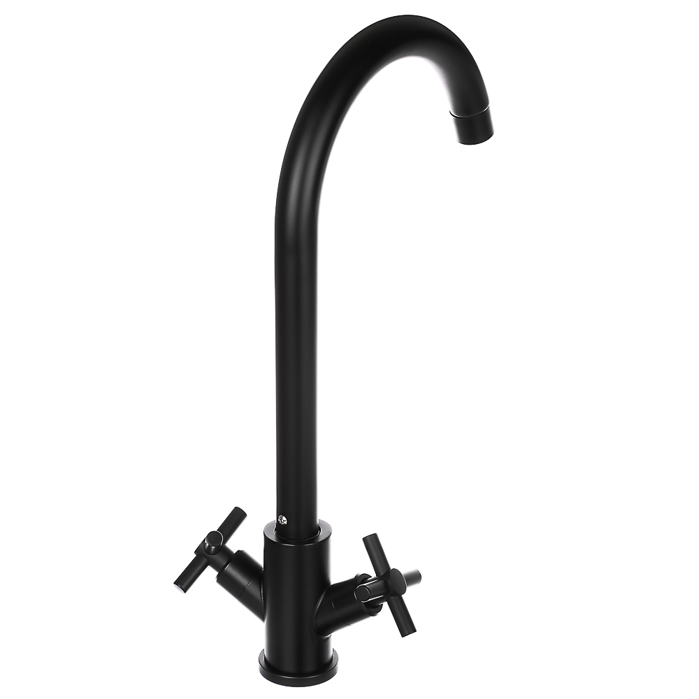 СоюзКран Смеситель для кухни, поворотный излив, кер. кран-буксы 1/2, черный, нерж.сталь, SS01-R240, арт.№ 567-006