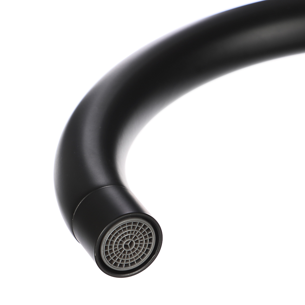 СоюзКран Смеситель для кухни, поворотный излив, кер. кран-буксы 1/2, черный, нерж.сталь, SS01-R240, арт.№ 567-006