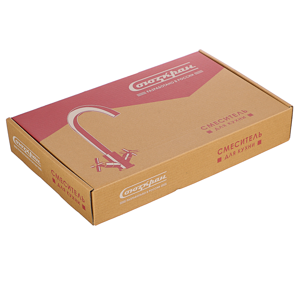 СоюзКран Смеситель для кухни, поворотный излив, кер. кран-буксы 1/2, черный, нерж.сталь, SS01-R240, арт.№ 567-006