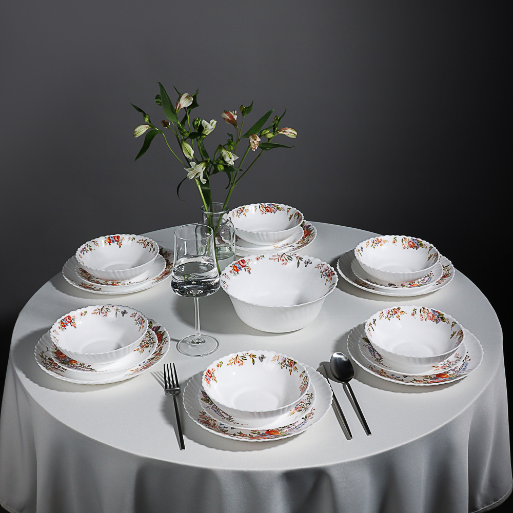 MILLIMI Дарина Набор столовой посуды 19 пр., опаловое стекло, 18136, арт.№ 818-286