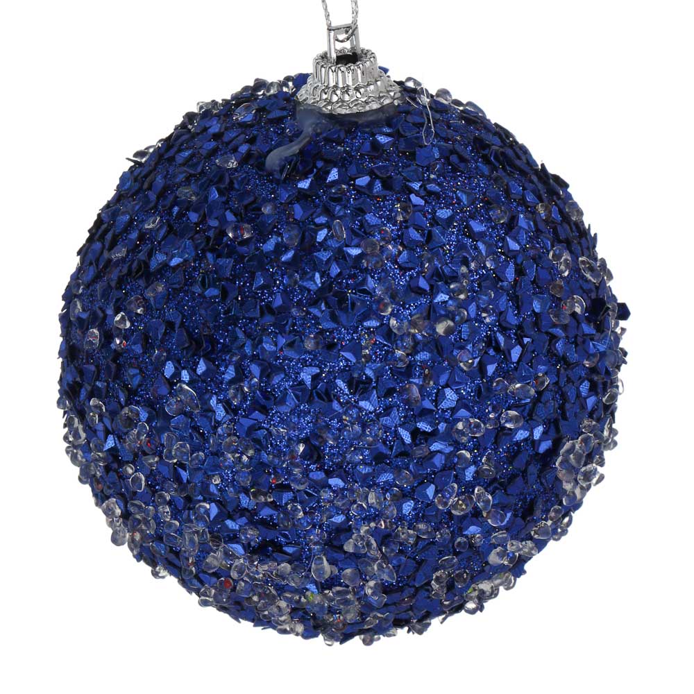 СНОУ БУМ Елочная игрушка шар, диаметр 8 см, синий, пластик, арт.№ 373-622