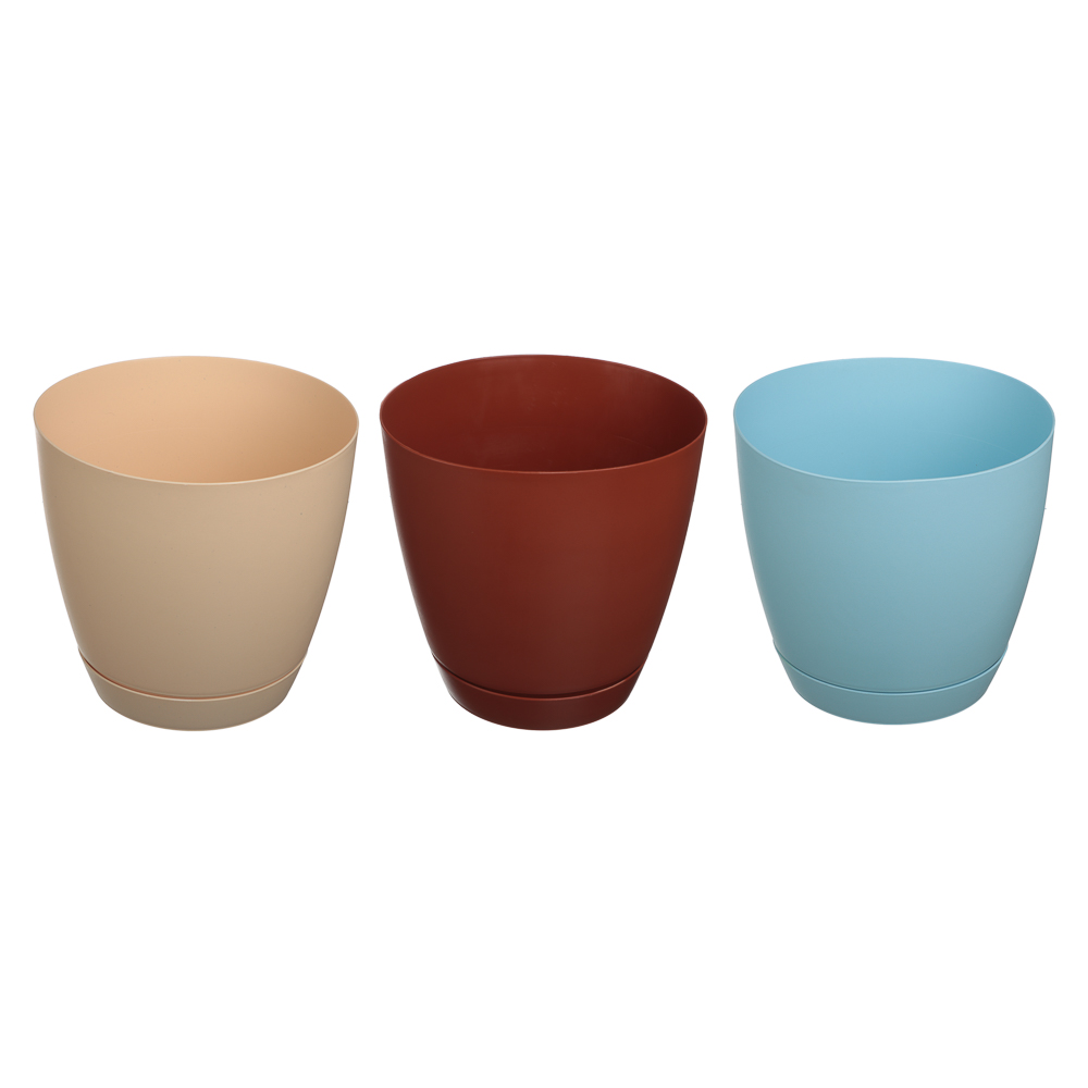 Горшок Камея с поддоном 3,2л бежевый, терракот, голубой, арт.№ 164-034
