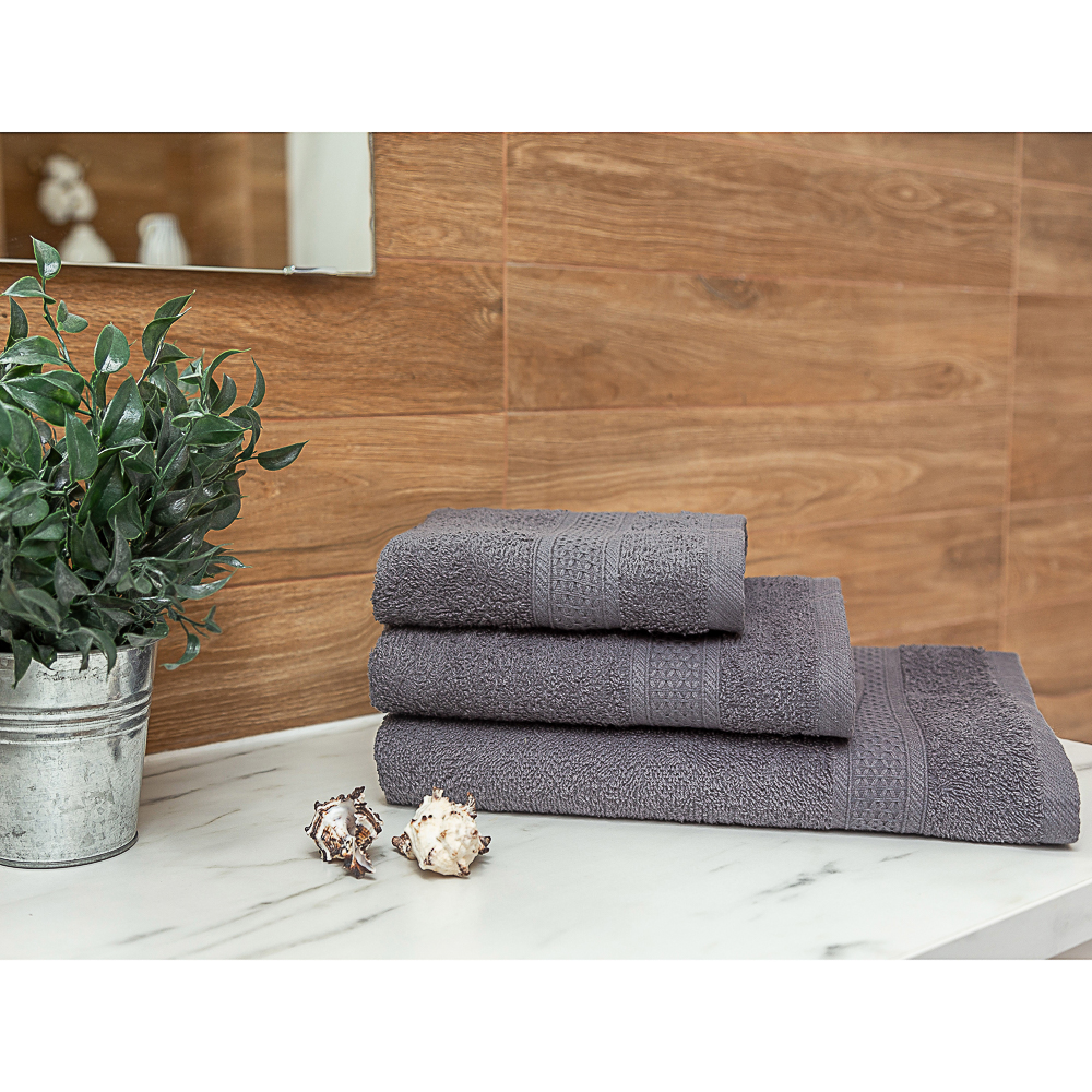 PROVANCE Наоми Полотенце махровое, 100% хлопок, 30х70см, 360гр/м, темно-серый, лаванда, арт.№ 492-098