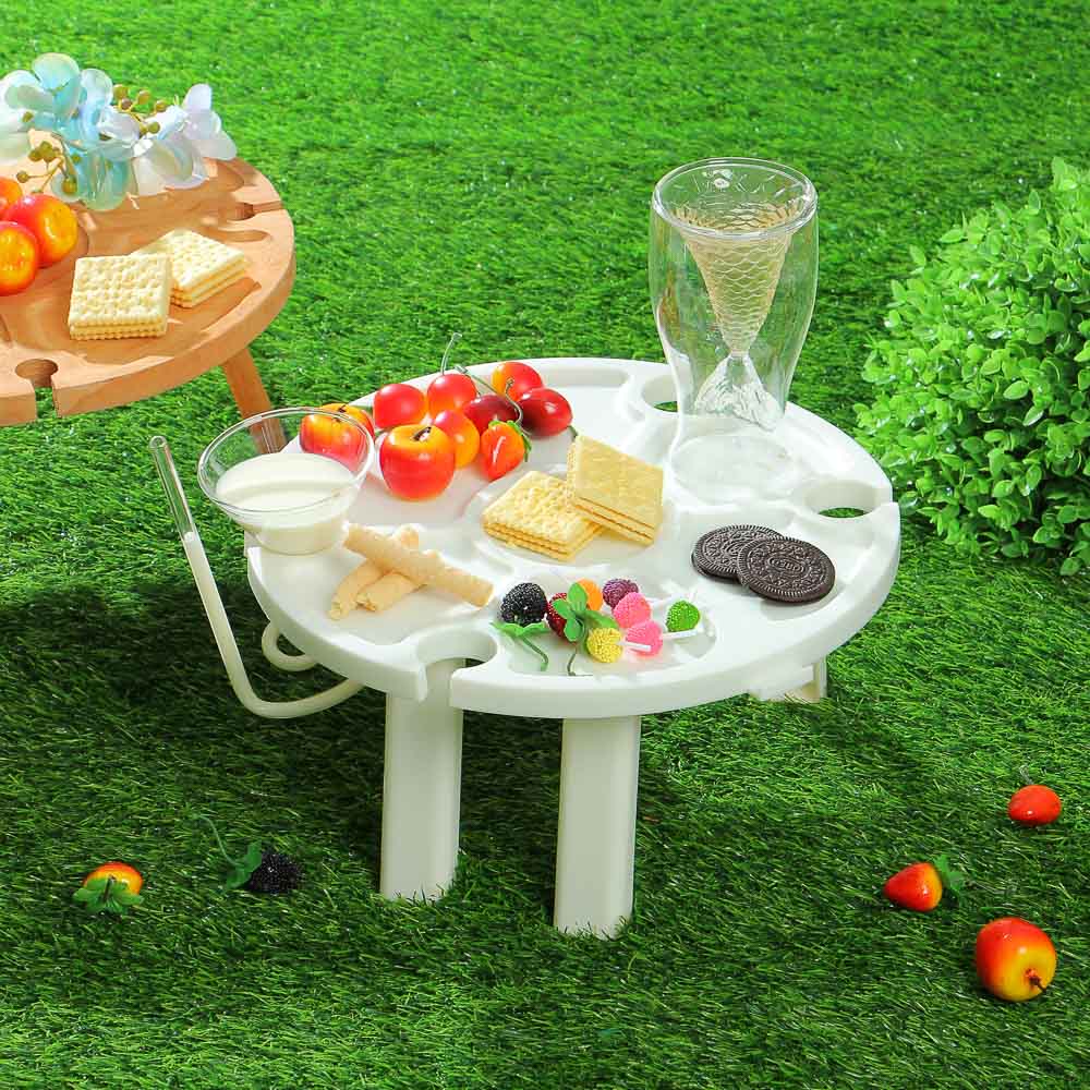 Столик винный сервировочный круглый раскладной пластиковый, 30x30x14 см, арт 2, арт.№ 597-236