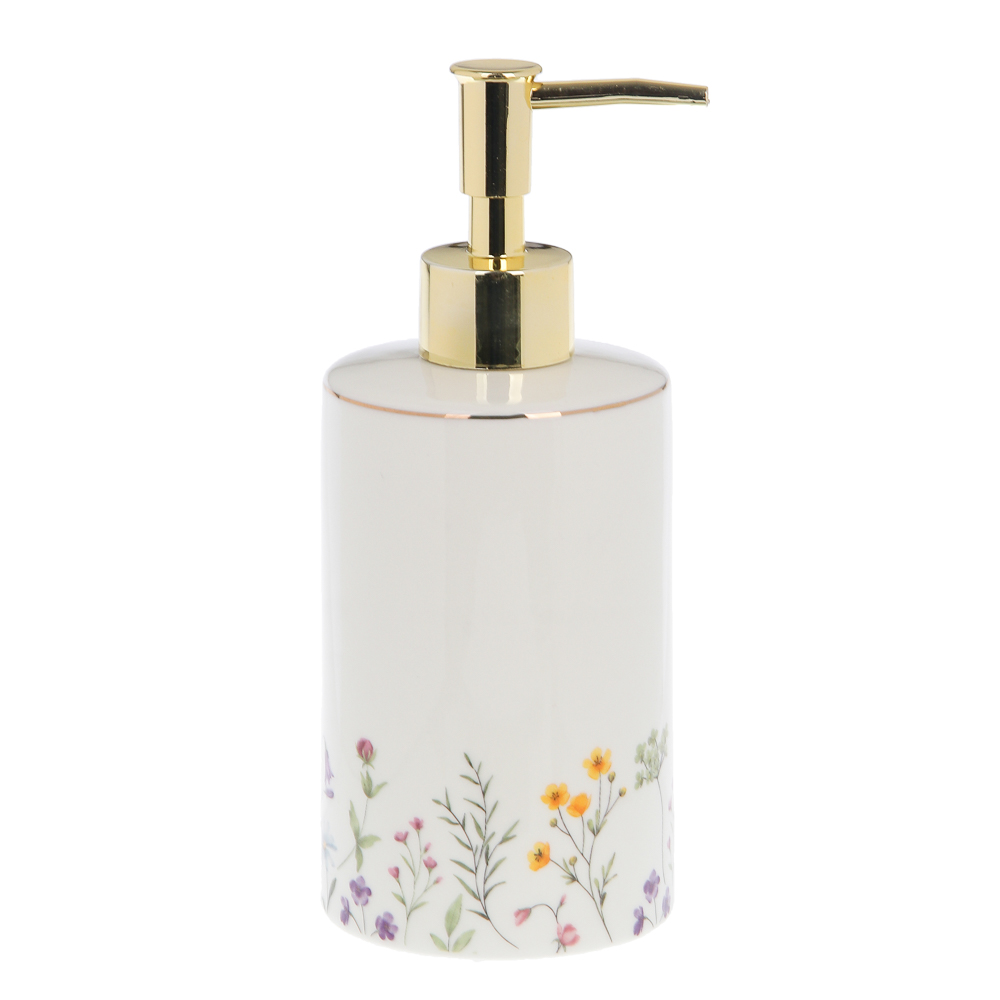 Диспенсер для жидкого мыла тм VETTA Вирджиния, 320мл, керамогранит, белый, 7x7x12 см/18см, арт.№ 463-585