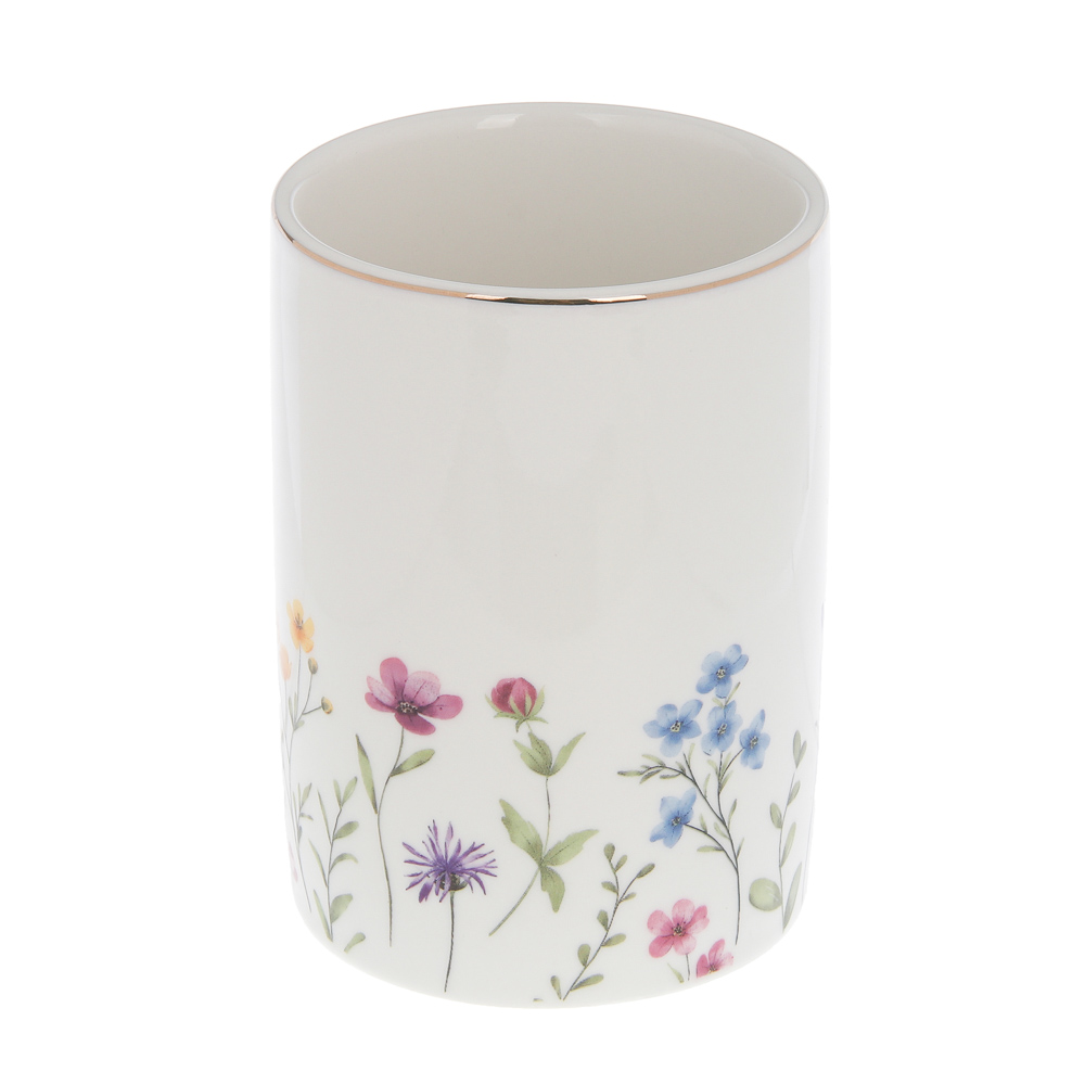 Стакан для ванной комнаты тм VETTA Вирджиния, керамогранит, белый, 7x7x11см, арт.№ 463-586