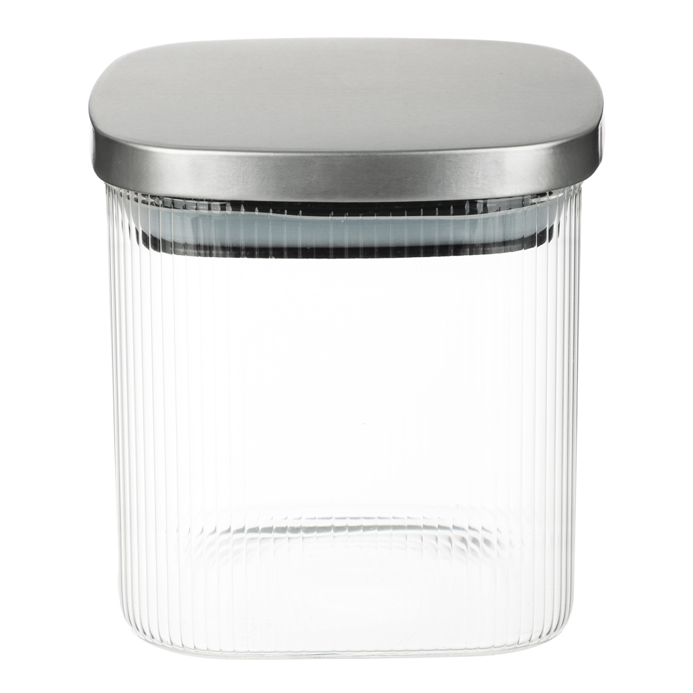 VETTA Рельеф Банка для хранения с металлической крышкой 600мл, 10х10см, стекло, арт.№ 828-324