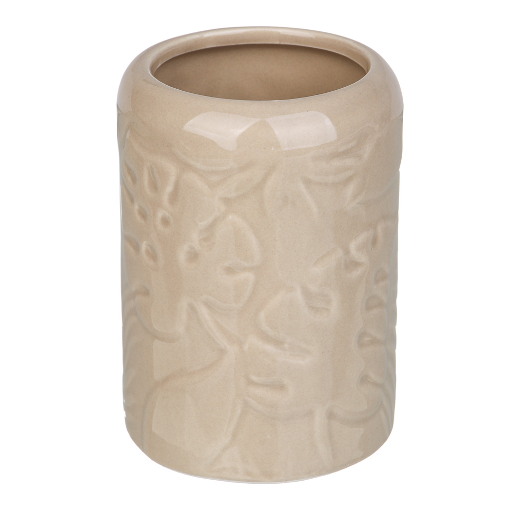 VETTA Стакан для ванной комнаты, керамика, 10,5x7,5x7,5 см, листья, беж, арт.№ 478-178