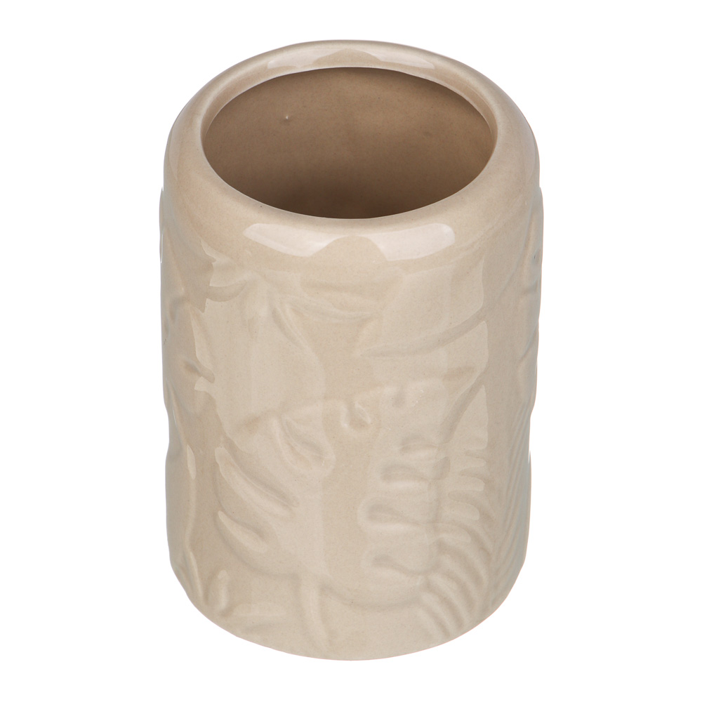 VETTA Стакан для ванной комнаты, керамика, 10,5x7,5x7,5 см, листья, беж, арт.№ 478-178