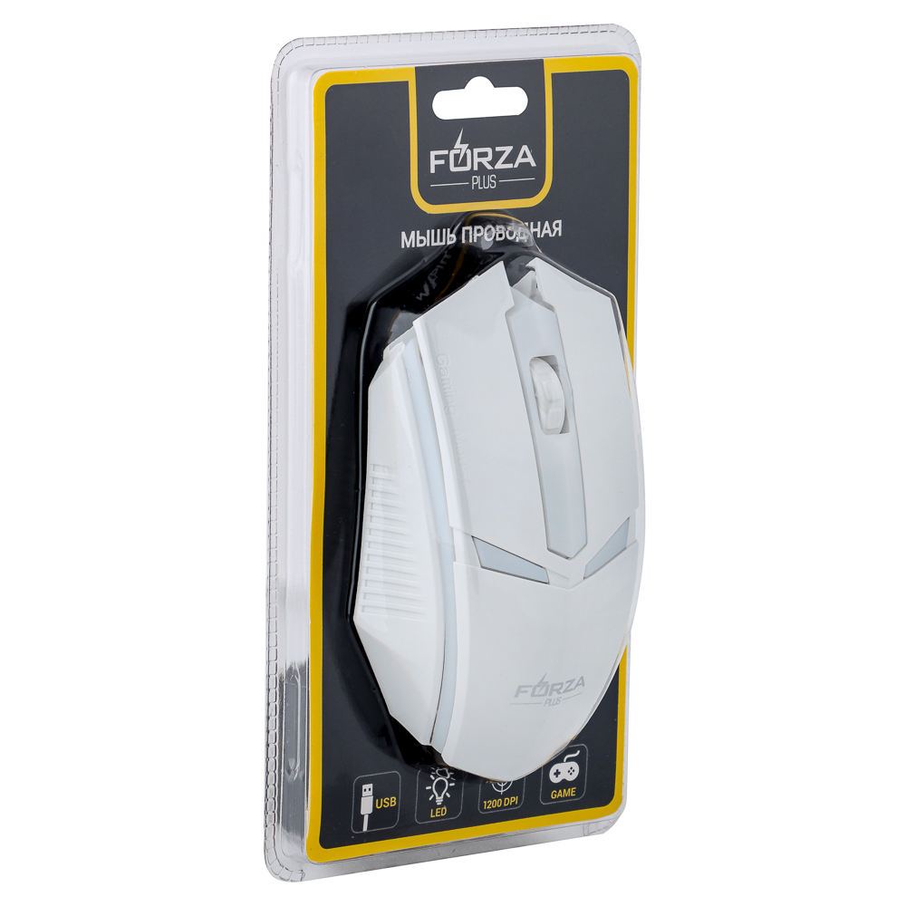 Компьютерная мышь проводная FORZA, 1200DPI, длина провода 130см, игровая, 4 цвета, арт.№ 405-023