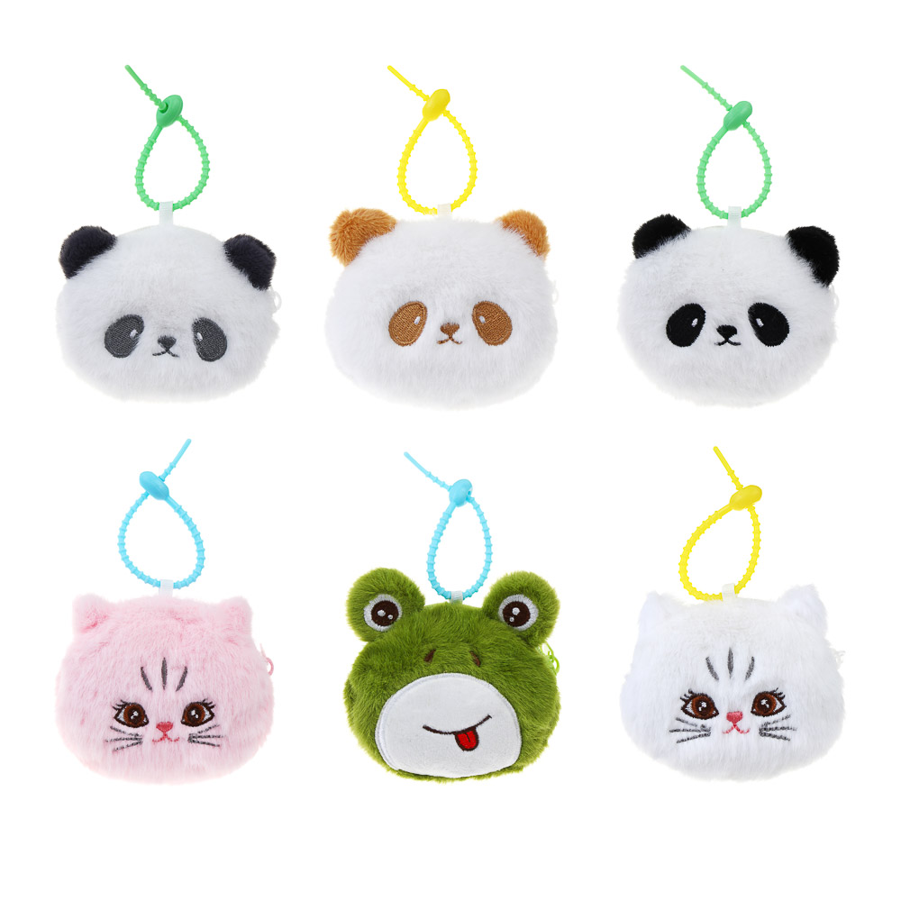 ИГРОЛЕНД Монетница детская мягкая "Зверята", 10х7 см, полиэстер, 6 видов, арт.№ 025-037