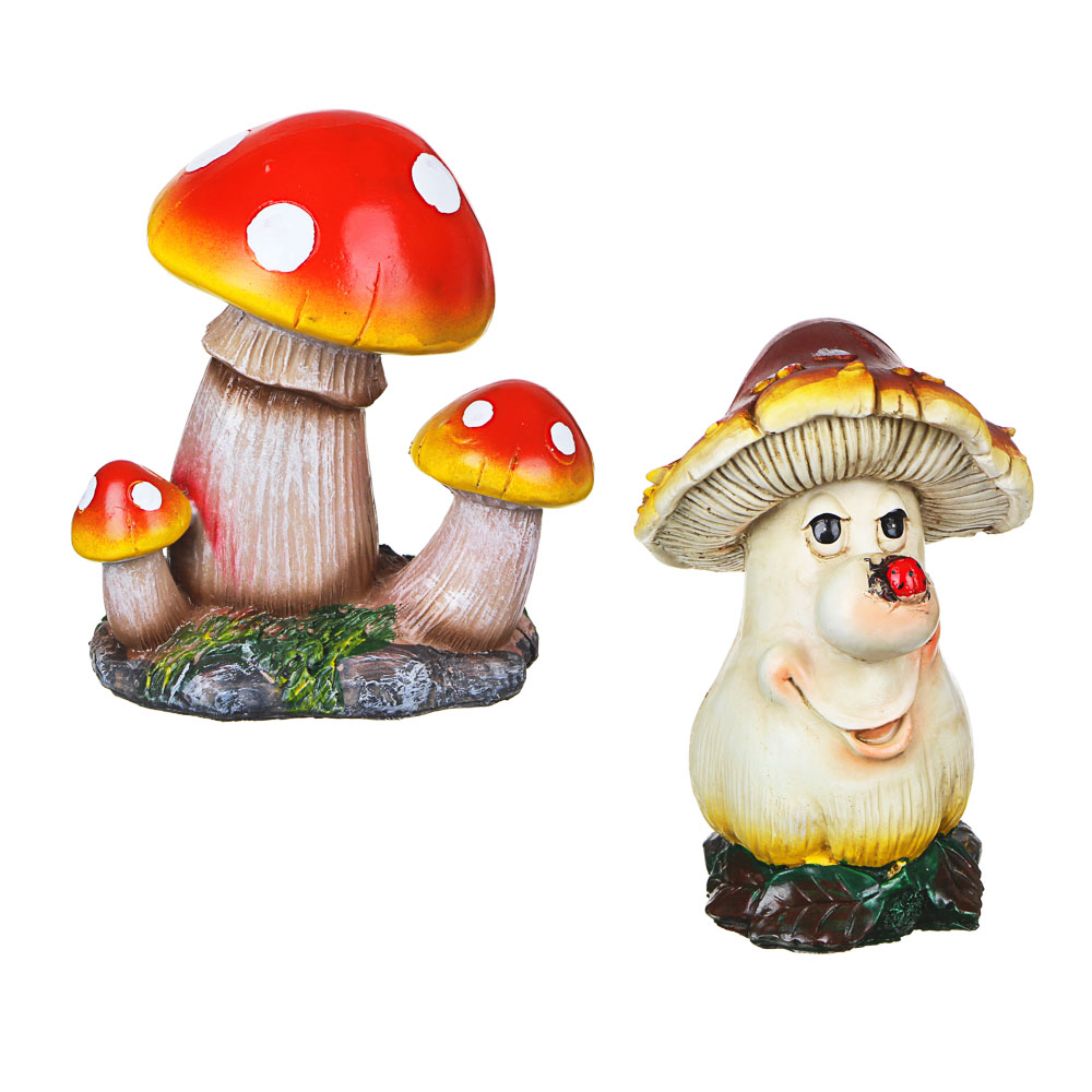INBLOOM Фигура садовая "Веселый гриб и грибная поляна", h16-17см, полистоун, 2 дизайна, арт.№ 162-184