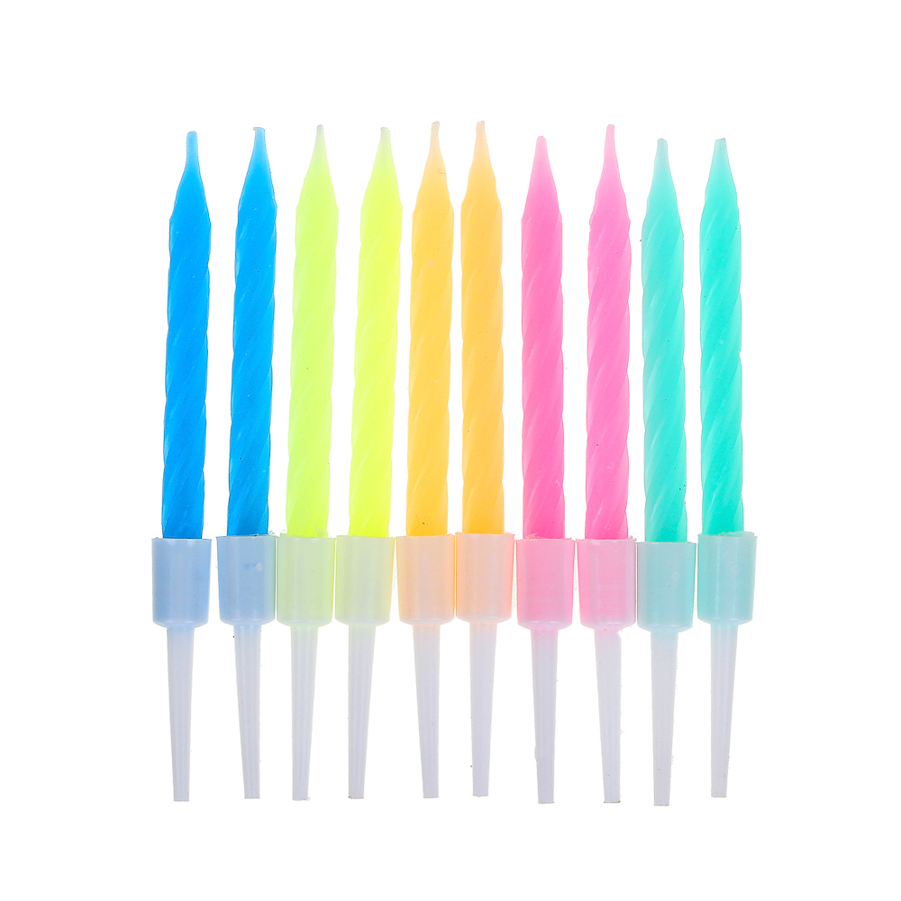 FNtastic Набор свечей для торта, 10 шт, 8 см, парафин, 6 цветов, арт.№ 506-207