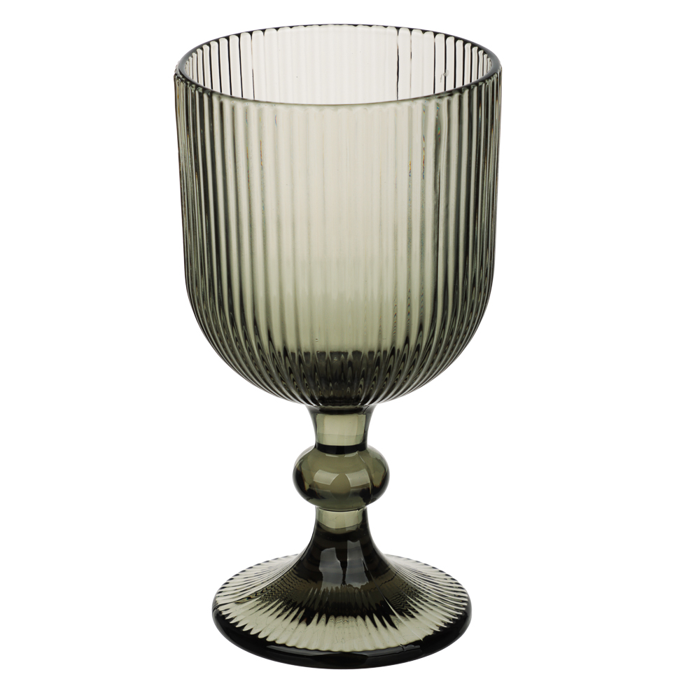 MILLIMI Бокал для вина Грея, 350мл, стекло, серый, рифленый, арт.№ 878-629