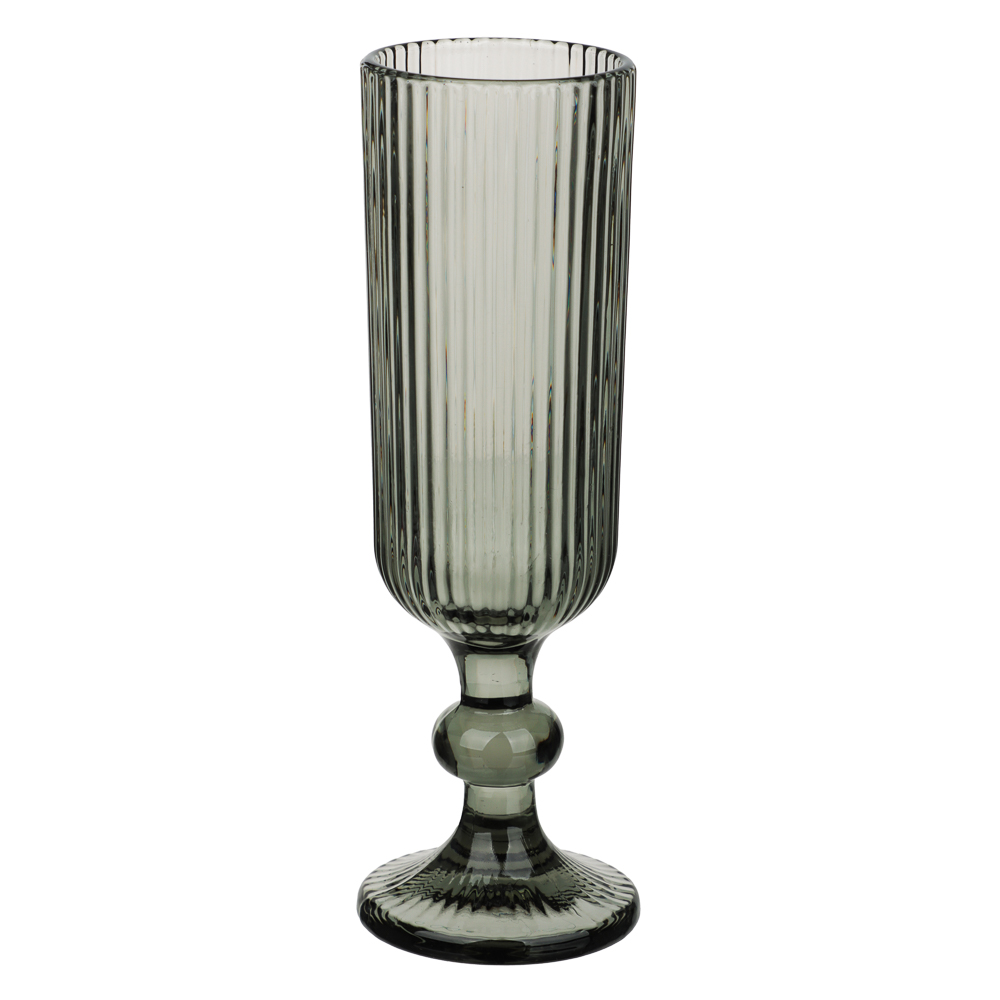 MILLIMI Бокал для шампанского Грея, 150мл, стекло, серый, рифленый, арт.№ 878-631