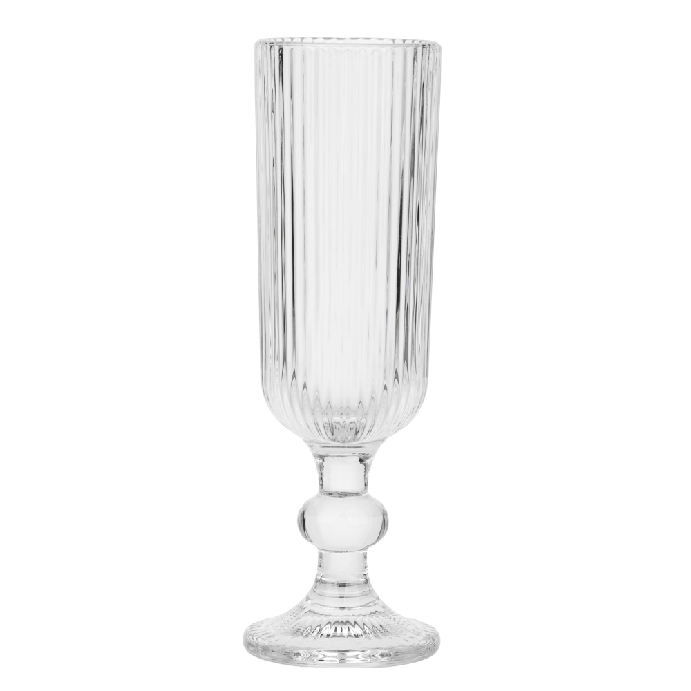 MILLIMI Бокал для шампанского Грея, 150мл, стекло, прозрачный, рифленый, арт.№ 878-632