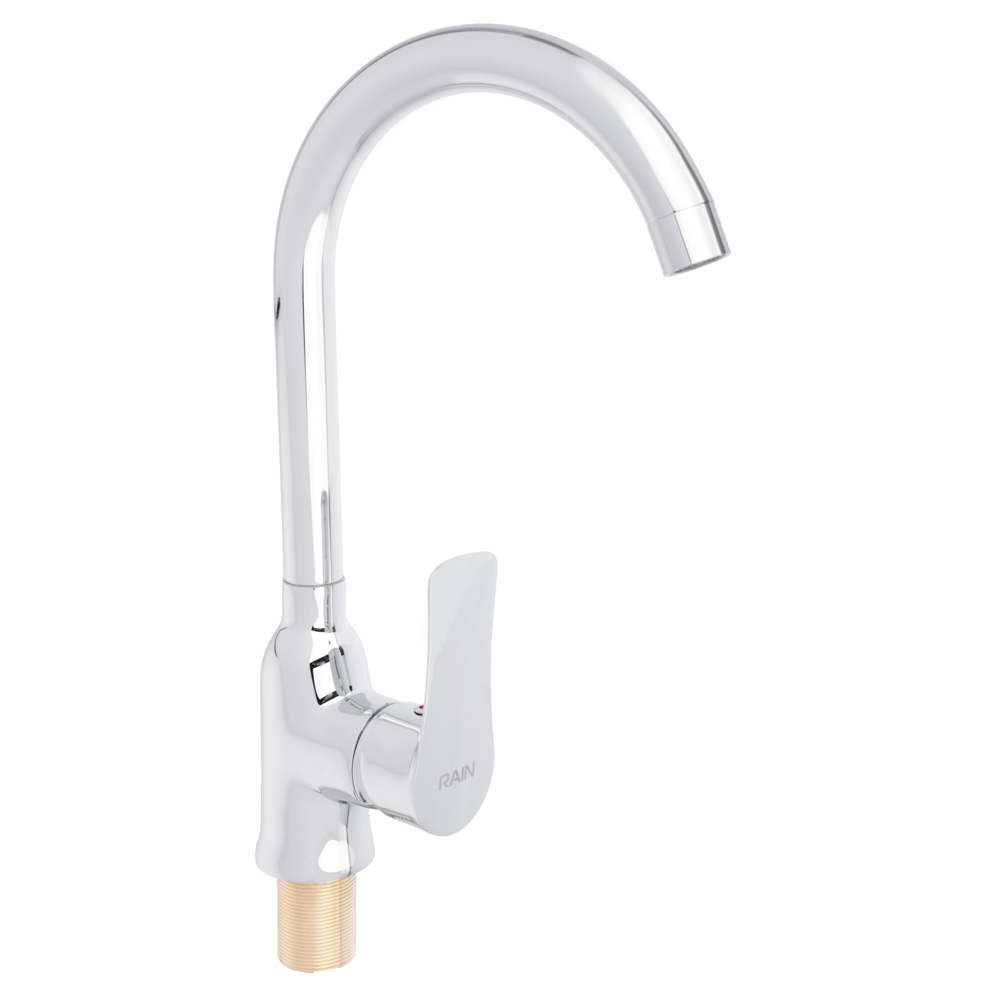 RAIN Смеситель для кухни Топаз, высокий излив, картридж 35мм, гайка, латунь, арт.№ 561-233