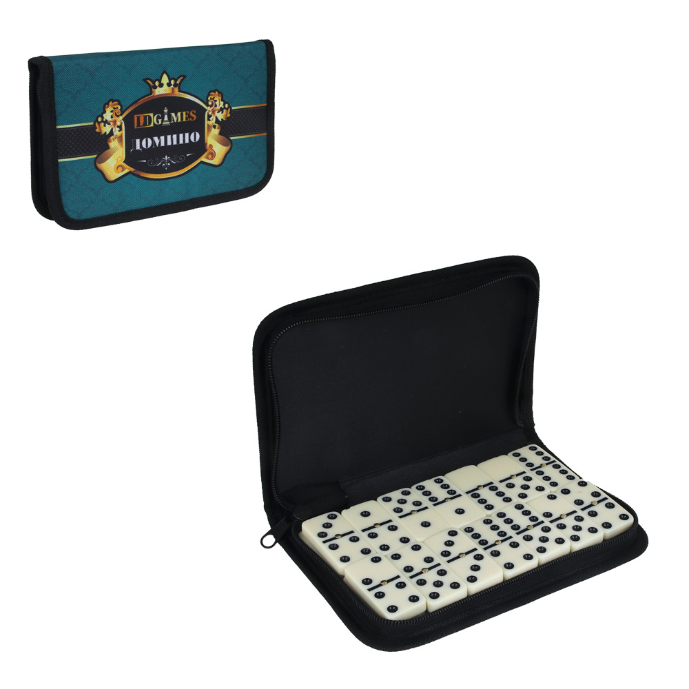 LDGames Домино в пенале на молнии, 19,3х12х2 см, пластик, полиэстер, арт.№ 537-015