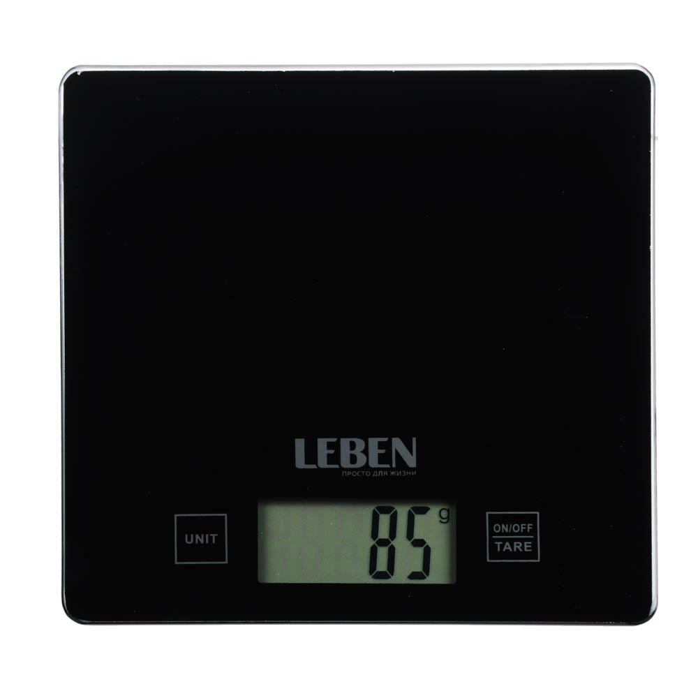 LEBEN Весы кухонные электронные, стекл.платформа, макс.нагр. 5кг (точн.измер. 1гр), арт.№ 268-045