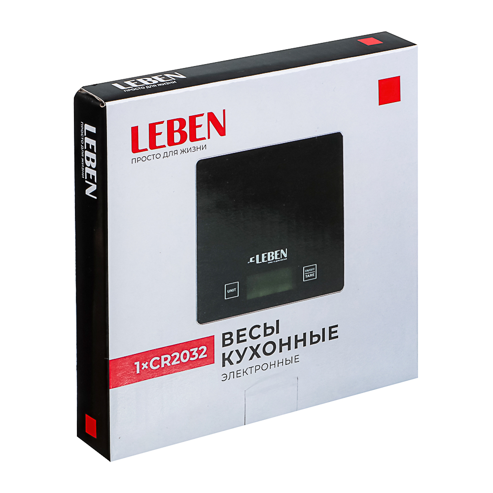 LEBEN Весы кухонные электронные, стекл.платформа, макс.нагр. 5кг (точн.измер. 1гр), арт.№ 268-045