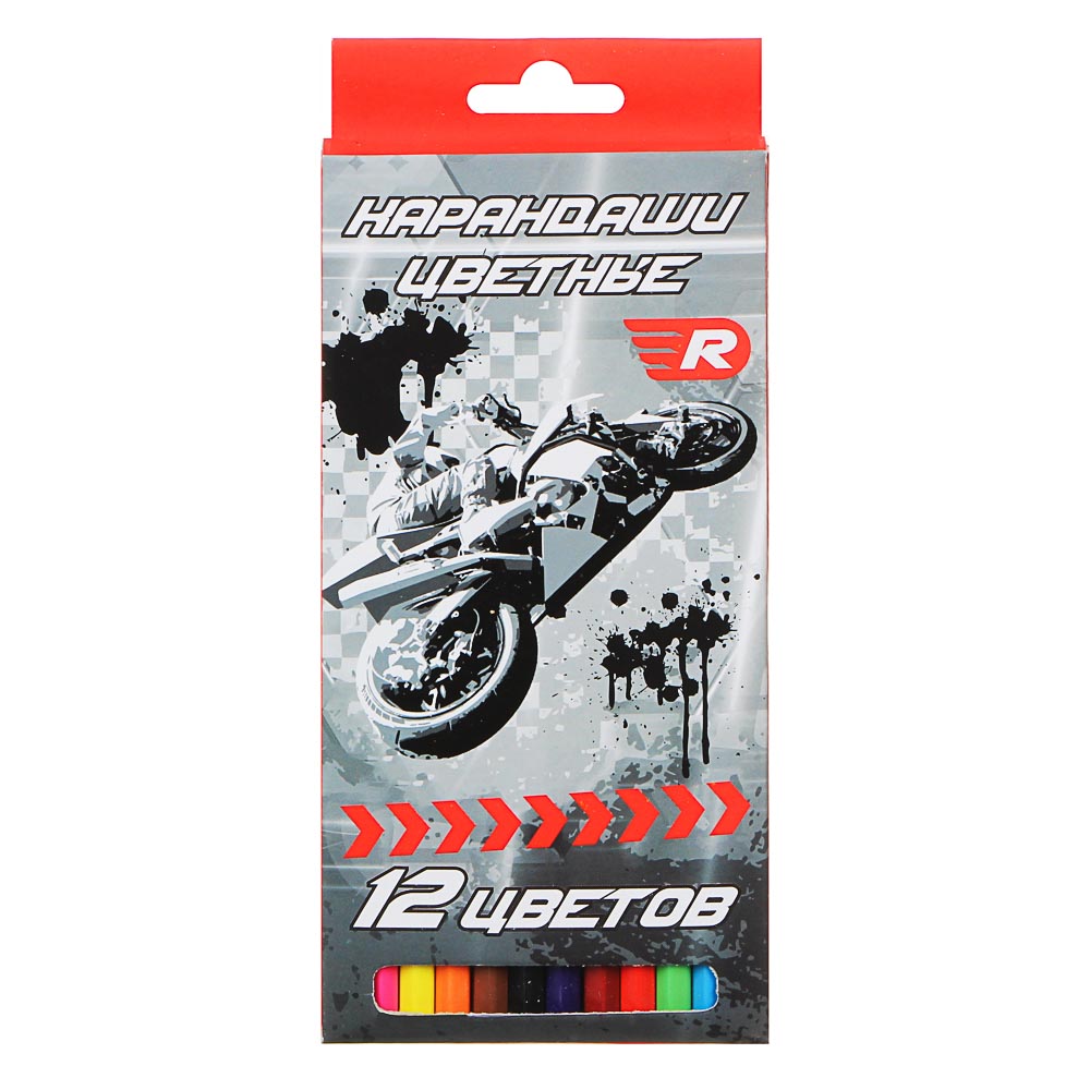 Спорт Эффект Карандаши цветные, 12 цветов, шестигранные заточенные, дерево, в карт.коробке с подв., арт.№ 228-162