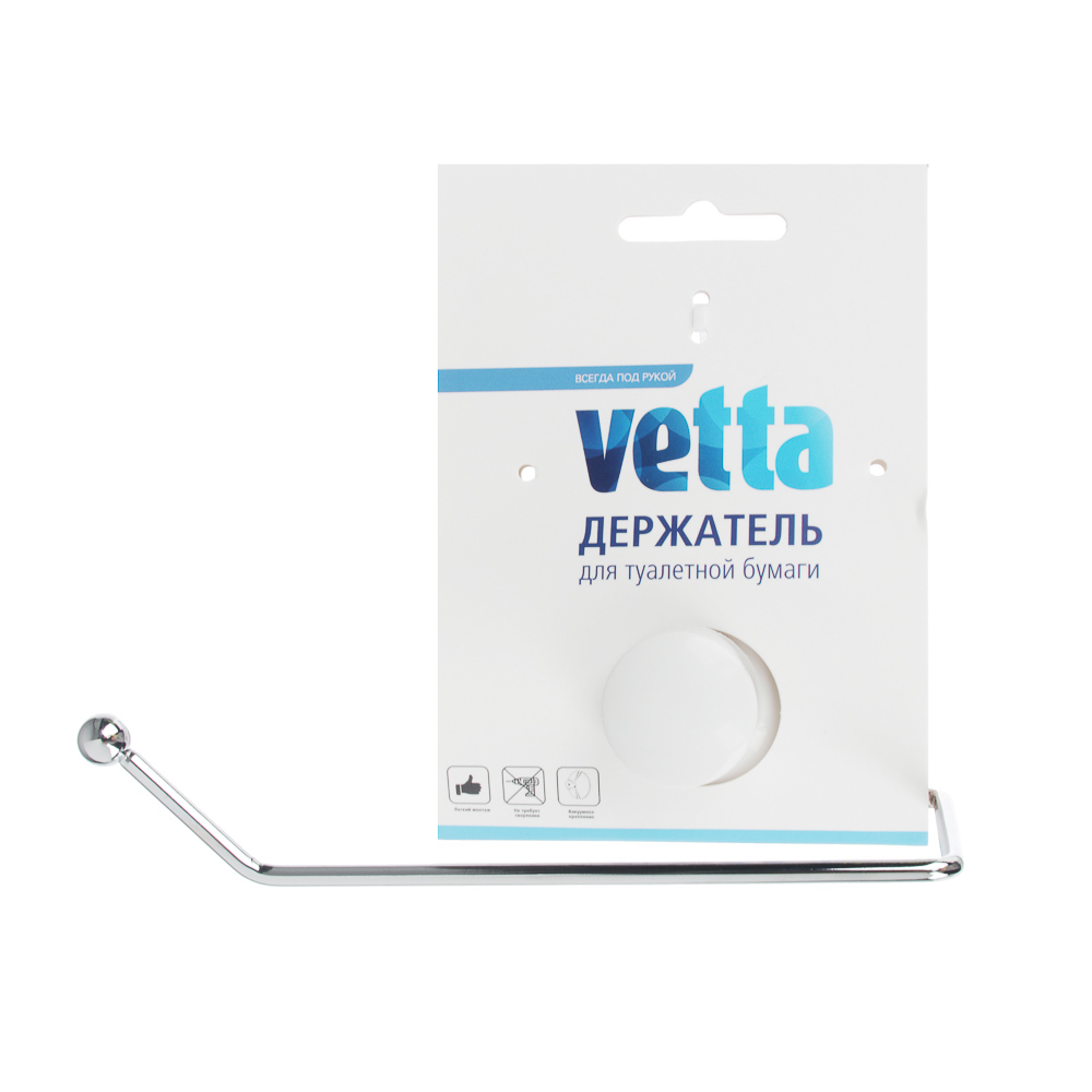 VETTA Держатель для туалетной бумаги, металл, хром+белый, вакуумное крепление, арт.№ 478-065